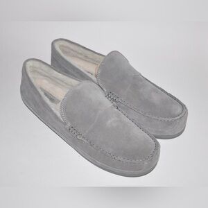 Vince Men's Gibson Suede Lamb Fur Slipper Smoke Gray US 12 New MSRP $150